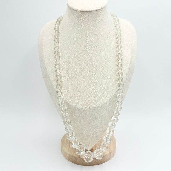 Vintage Large Clear Crystal Beaded Necklace - Picture 1 of 8